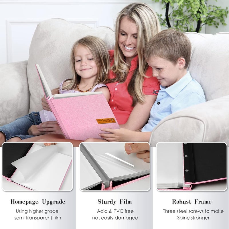 Spbapr Large Photo Album Self Adhesive Magnetic Scrapbook,DIY Scrapbook Album for 4x6 5x7 8x10 Picture,60 Pages Linen Cover Memory Book for Wedding Family Baby Pets, with Metallic Pen and Scraping - Image 3